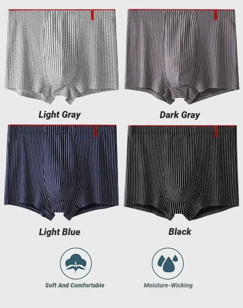 Men's Boxer Underwear Soft Breathable And Comfortable Briefs Striped Trendy Personality Casual Loose Boxers Panties Stylish