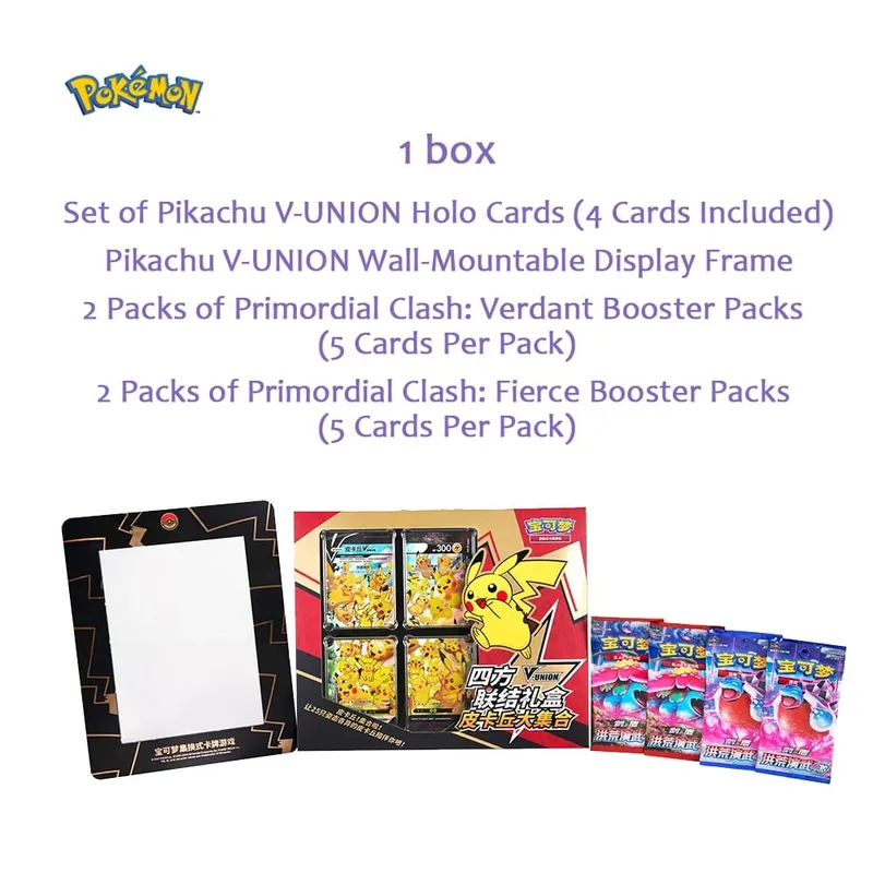 Original Pokemon TCG Card Quartet Coupling V-Union Gift Box Set - Pikachu Mew-Two - 100% Authentic Collectible Trading Cards