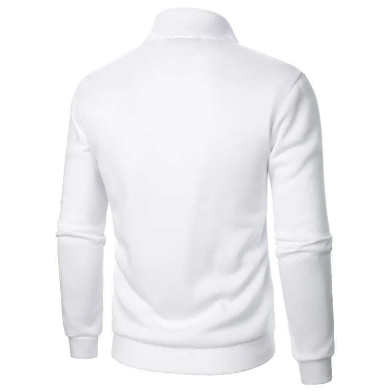 Men's Zip Turn Down Collar Sweatshirts Spring Male Solid Color Loose Pullover Coats BSD-ZW160