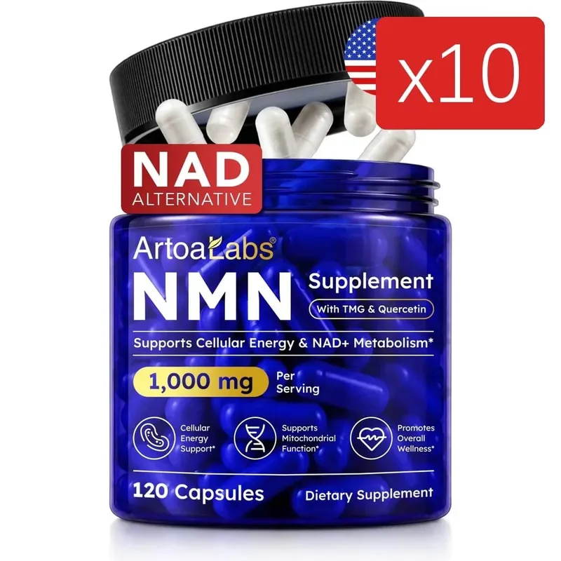 ArtoaLabs NMN Capsules 1000mg with TMG & Quercetin Supports Anti Aging DNA Repair NAD+ Metabolism Cellular Energy | 120 Count