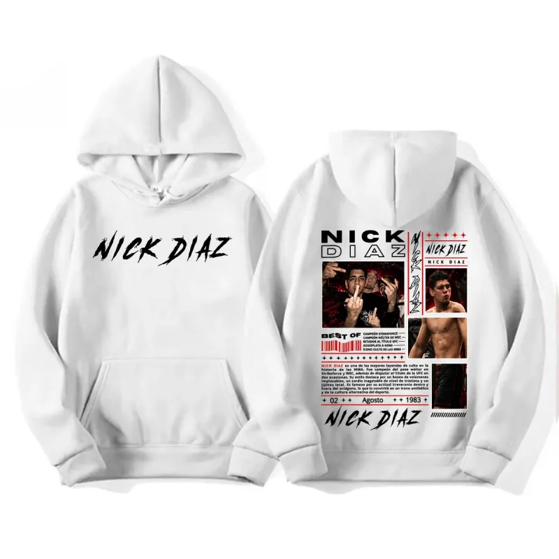 Limited Nick Diaz Retro 90s Style Graphic Hoodies Men's Gothic Violence Aesthetic Sweatshirt Fleece Casual Long Sleeve Pullovers