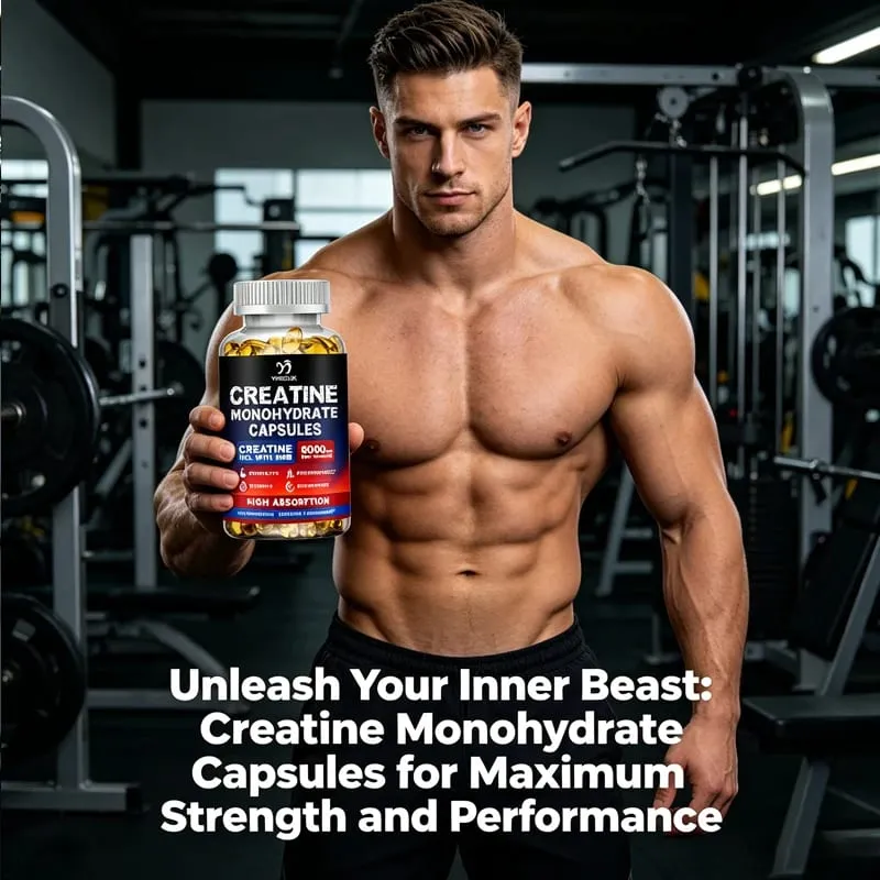 High Absorption Creatine Capsules with Mixed Creatine Vitamin E Boost Muscle Growth Extend Workout Accelerate Recovery