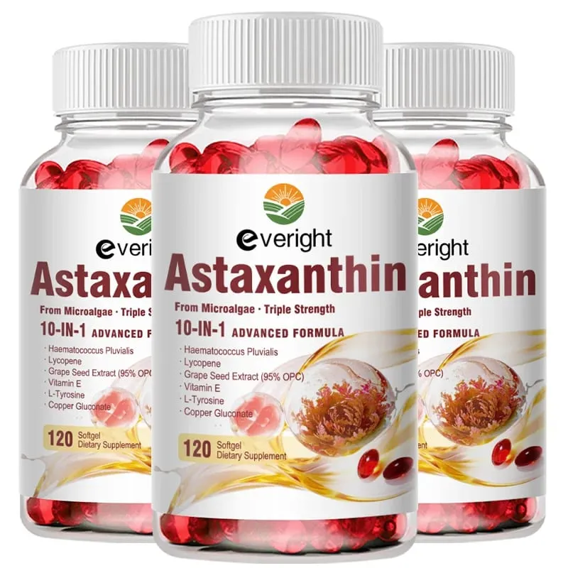 Astaxanthin 24mg – Antioksidan Ampuh untuk Kulit Mata & Kesehatan Kekebalan Tubuh – 10-in-1 dengan Lycopene Grape Seed Vitamin E & Zinc