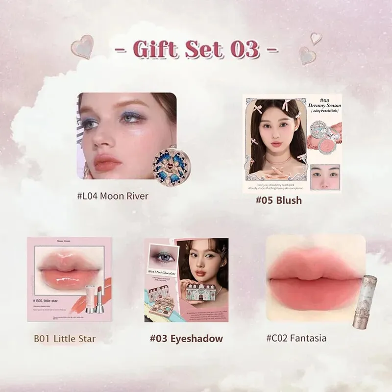Flower Knows Makeup Kit Full Professional Makeup Gift Set Mermaid Angel Highlight Swan Lipstick 5 Piece Set — image 5