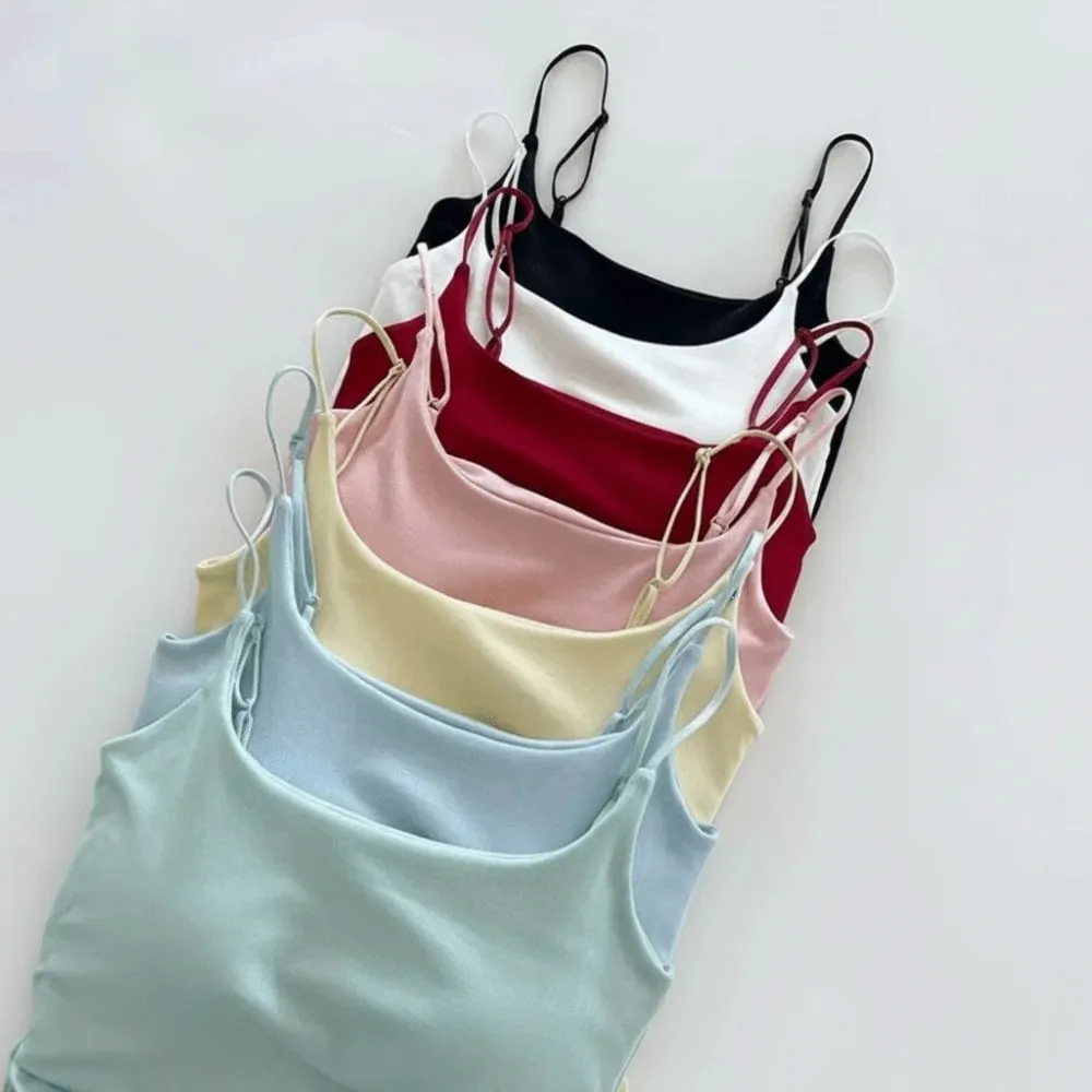 Sweet Sleeveless Suspender Vest Slim With Padded Cups Fitted Tops Underwear Short Vest Sports Activities