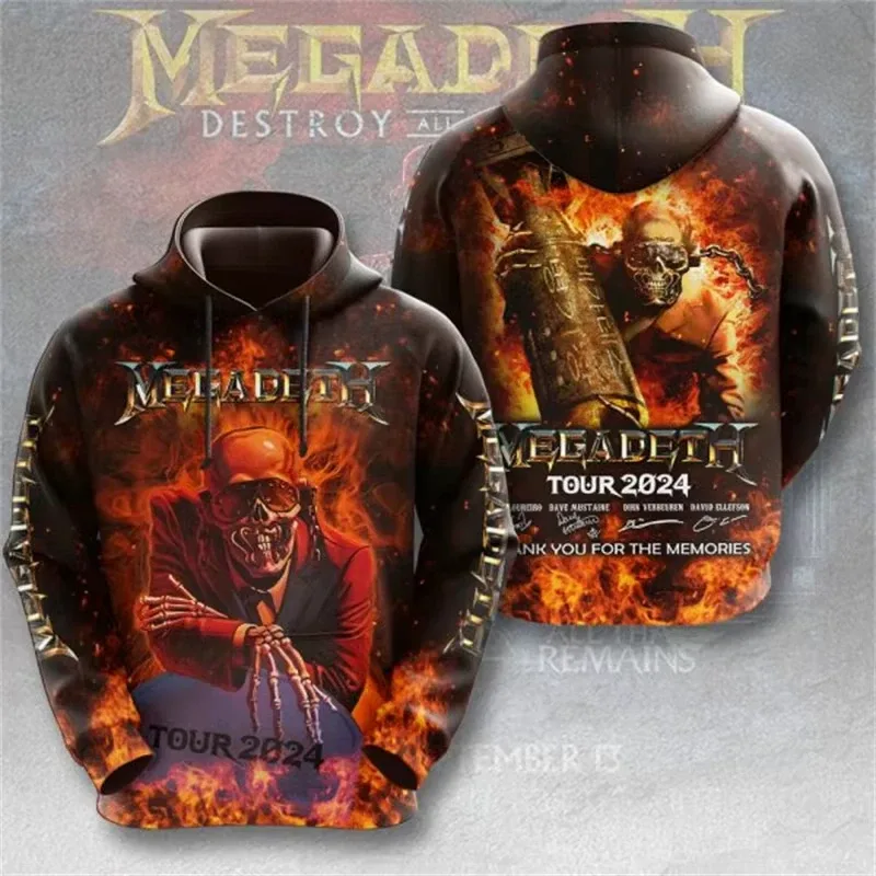 Rock Band Megadeth 3D Print Hoodies Men Women Fashion Retro Y2K Graphic Hoodie Sweatshirt Mens Clothing Men Tracksuit Gift Fan