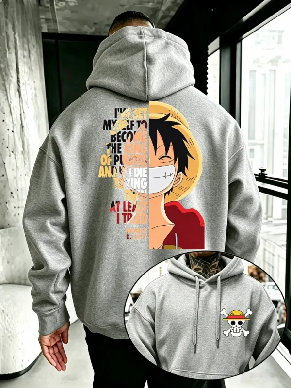 One Piece Anime Hoodie Monkey D Luffy Citaat Print Streetwear Unisex Mannen Vrouwen Oversized Casual Sweatshirts Lange Mouw