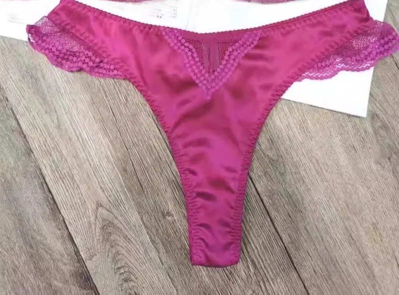 Satin Dessous-Set Französischer Spitzen-BH mit Vorder-Verschluss - Ultra dünn Minimizer & Push Up für jede Größe BANERDANNI AB