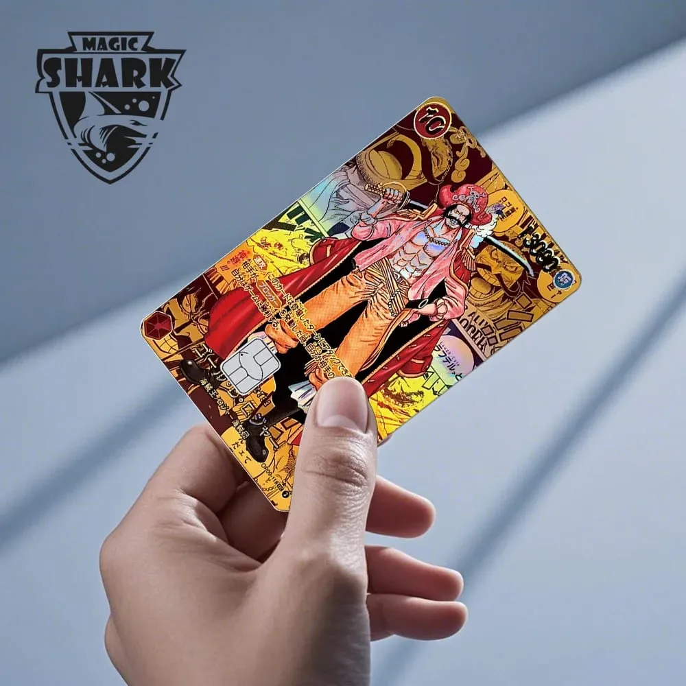 Magic Shark Luffy Nami Ace Zorro OP TCG Card Style Lazer Holographic Thin Sticker Film Skin for Debit Credit Card