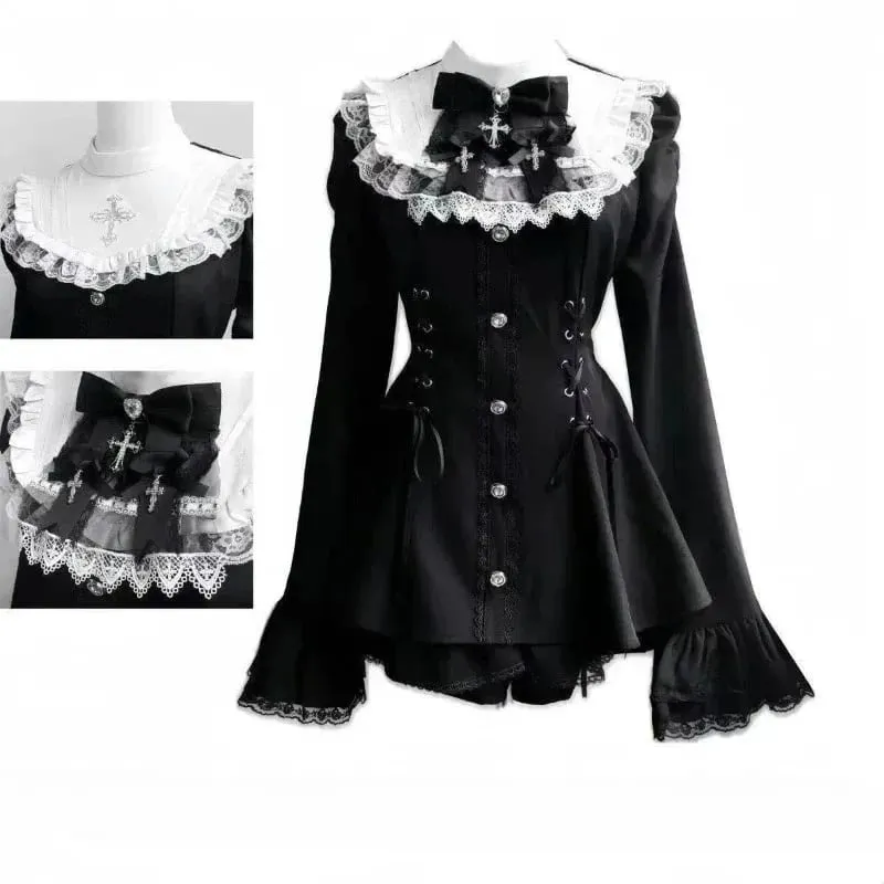 Japanese Style Lolita 2 Piece Set Y2k Mini Skirt Woman Harajuku Sweet Kawaii Print Dress Tops Korean Fashion Elegant Dress