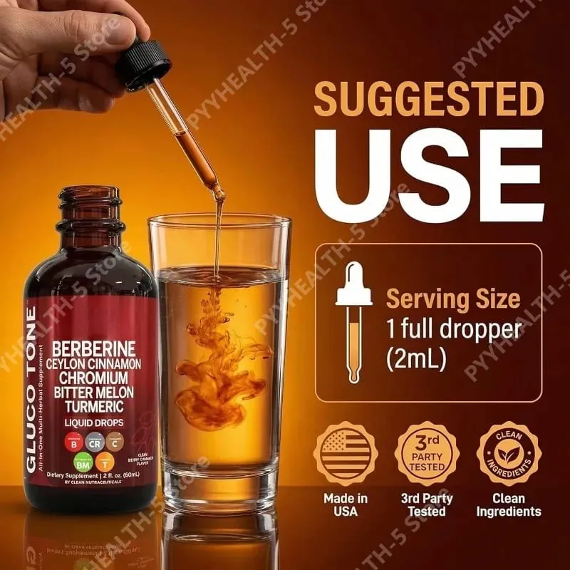 Berberine with Ceylon Cinnamon Supplement Liquid Drops + Bitter Melon Extract Glucomannan Gymnema Chromium Turmeric 60ml