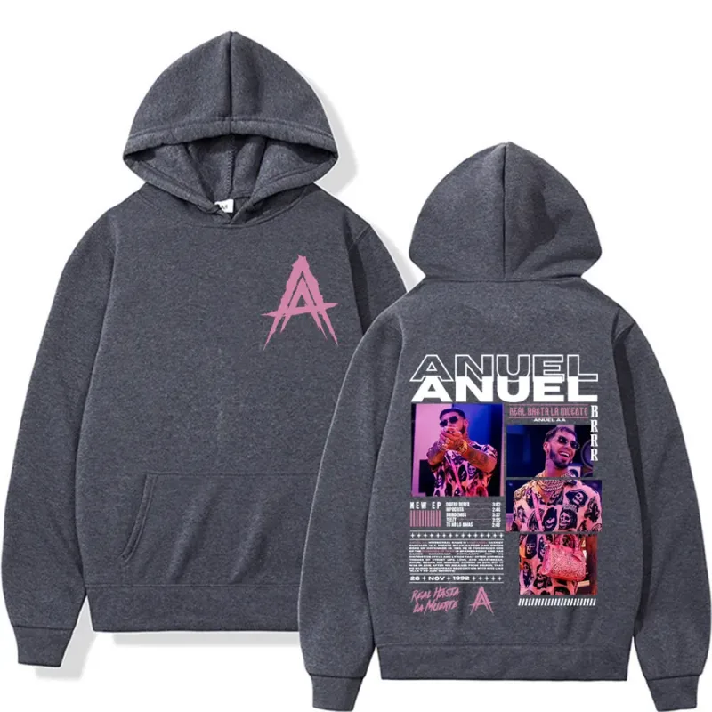 Rapper Anuel AA Real Hasta La Muerte Album Tour Hoodie Streetwear Men Women Vintage Hip Hop Pop Music Hoodies Casual Sweatshirts — image 14