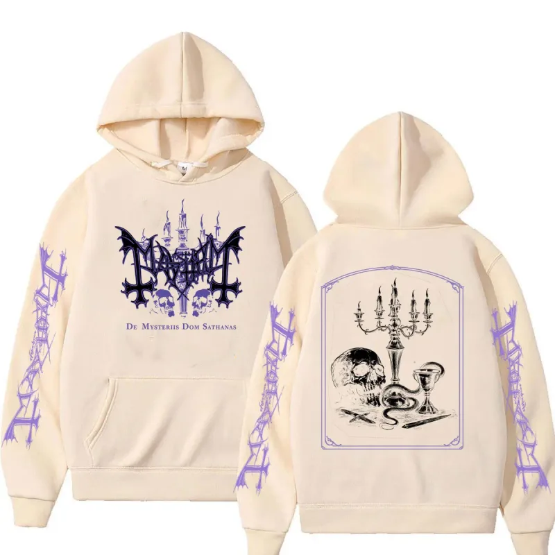 Rock Band Mayhem De Mysteriis Dom Sathanas Skeleton Graphic Hoodie Men Women Death Black Metal Gothic Punk Hoodies Streetwear