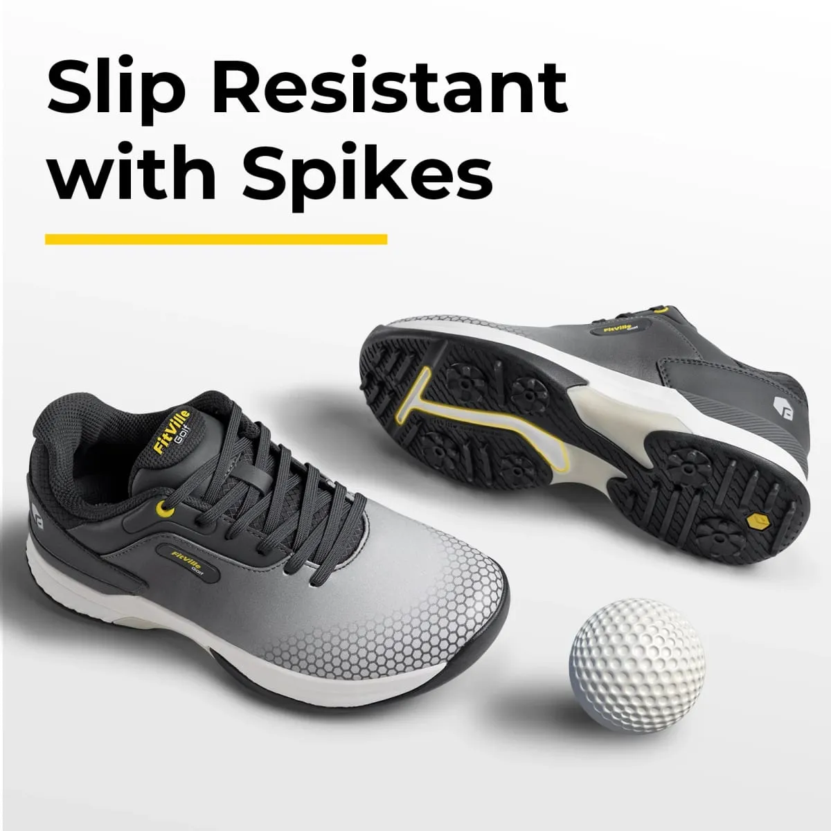 FitVille Wide Men's Golf Shoes Non-Slip Wear-Resistant Comfortable Pickleball Sports Shoes Suitable for Swollen Feet Relieve Toe
