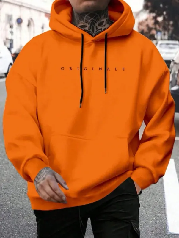 Trendy, Casual, Fashionable, Loose, ORIGINALS Letter Printed Long-Sleeved Men's and Women's Hooded Sweatshirt, Warm Pullover
