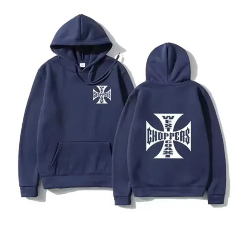 West Coast Iron Cross Choppers 인쇄 된 남성 후드 패션 쿨 운동복 남여 패션 양털 Oversize Hoody Street