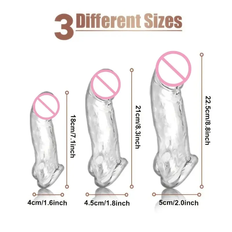 Penis Sleeve Extender Adult Sex Toy Cock Sleeve 3 Sizes Pennis Extender Penis Extension Time Sex Toy Pleasure Tools Couples