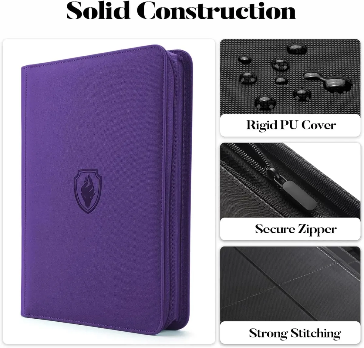 9 Pocket Zipper Card Binder 360 Trading Card Holder Book Premium PU Cover Zip Binder for Cards Durable Side Loading Card