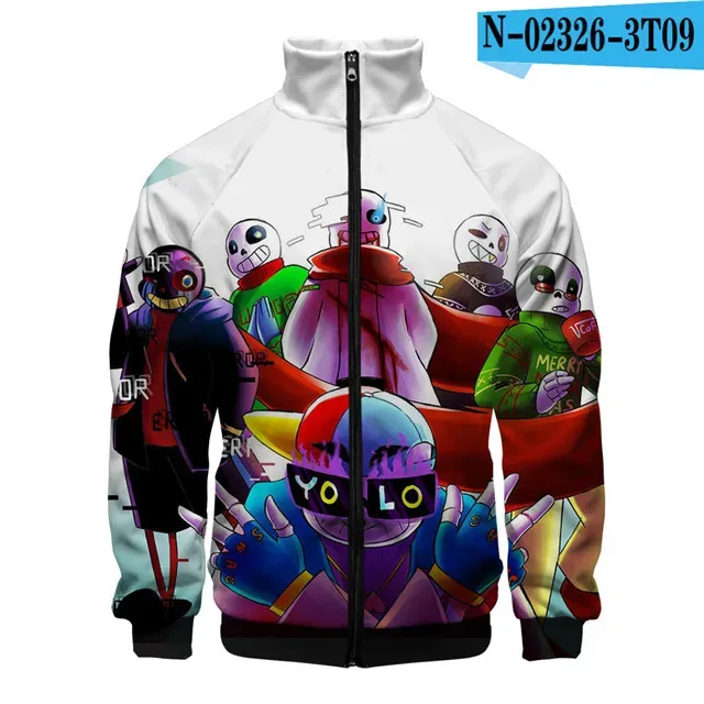 Luxury Popular Sans Undertale 3D Print Zipper Raglan Jacket Windbreaker Boys/Girls Comfortable Stand Collar Jackets Coats