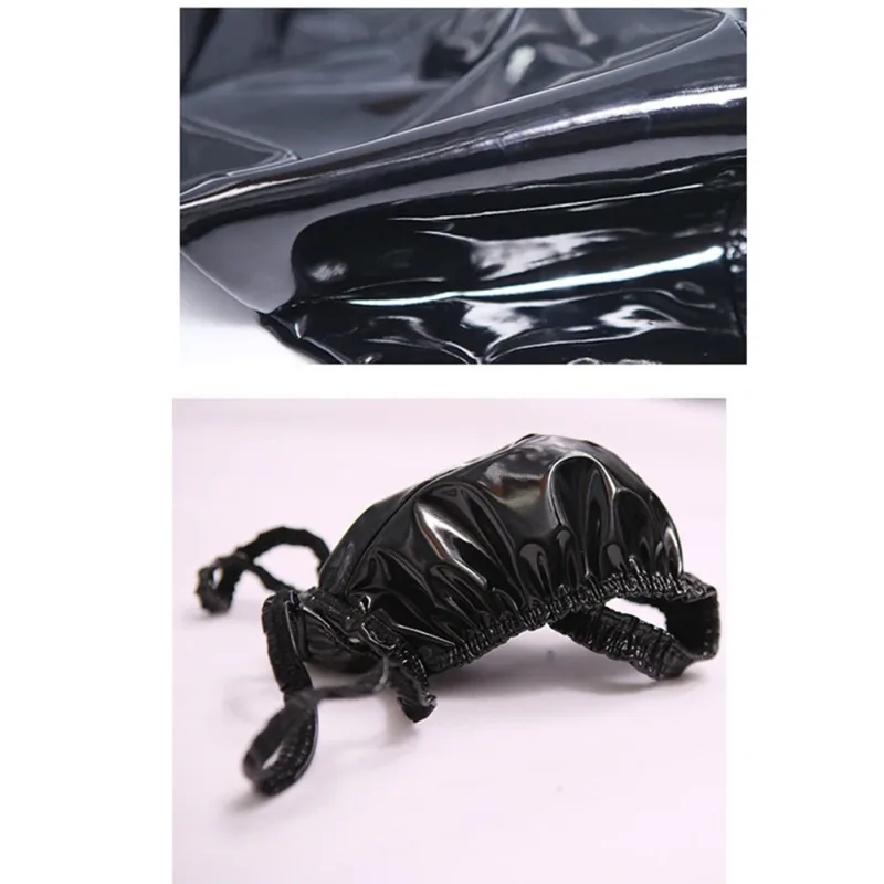Sexiga män PVC glänsande U konvex pouchtrosor Lågväxt G-string Latexolja Glossig Sexig stringtrosa Carapace U Bulge Underkläder