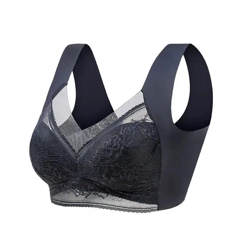 Fall Sweet Seamless Ice Silk Push Up Bra For Women Wireless Lace Bralette Plus Size Brassiere Summer Comfort Underwear Lingerie