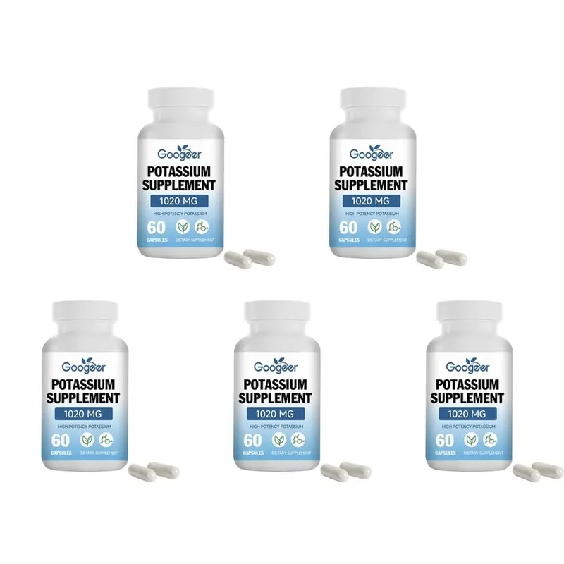 Googeer Potassium Capsules 1020 Mg High Potency Potassium Level Support Mineral Intake Gap Fill Bioavailability 60 Capsules