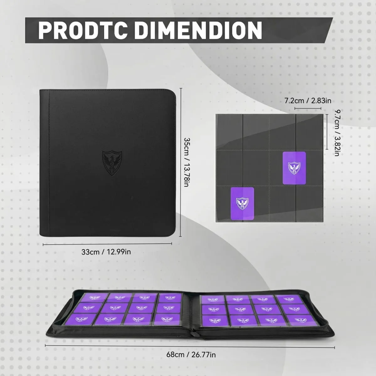 12-Pocket Trading Card Binder Collectible Card Holder That Can Accommodate 480 Cards Zippered Premium Card Binder Suitable for Tcg Cards/Game Cards/Sports Cards/Yu-Gi-Oh! Magic: the Gathering and Trading Cards