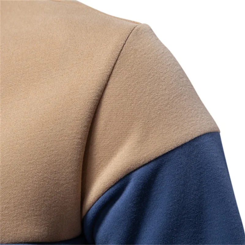 New Spring Men's Color-Block Cotton Blend Hoodies for Business Casual Style Long Sleeve Sweatshirt