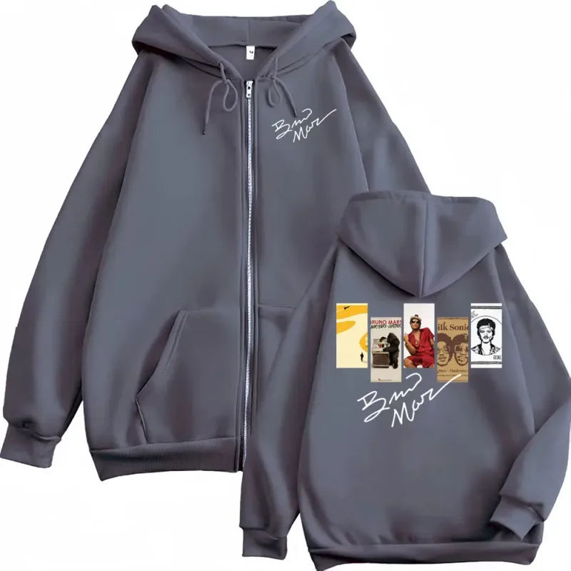 Bruno Mars Album 2026 Cover Zip Up Hoodies Men Women Fashion Hip Hop Gothic Jacket Sweatshirts Fleece Casual Zipper Hoodie Coats