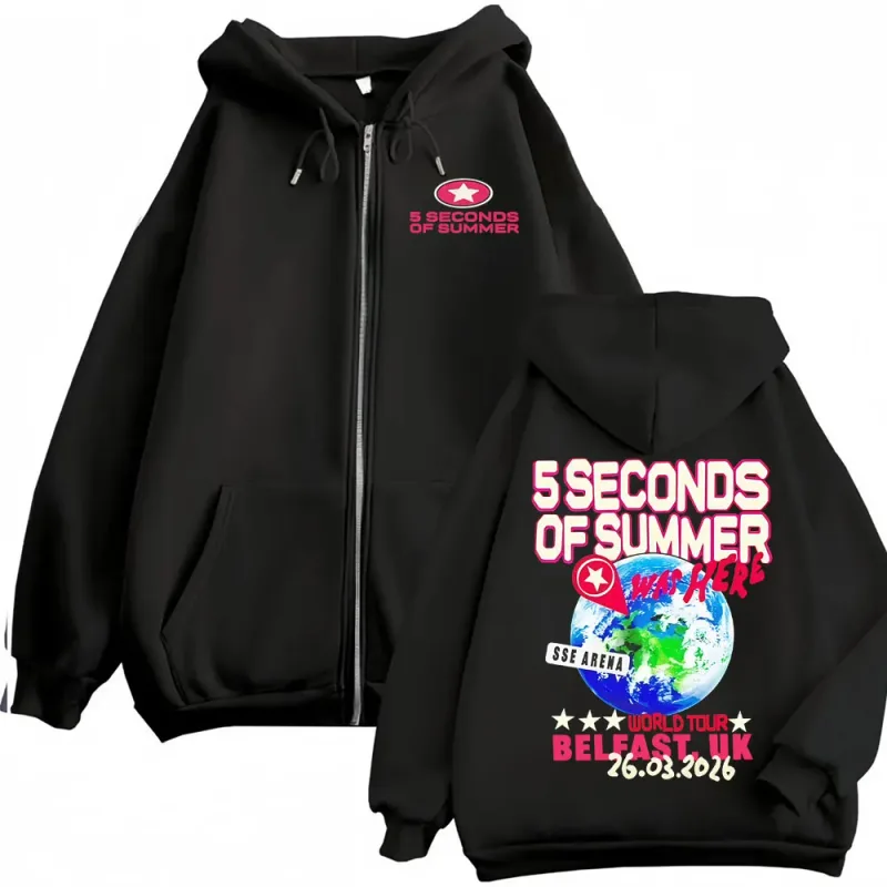 5 Seconds of Summer Everyone's A Star World Tour Zip Up Hoodies Men Women Harajuku Hip Hop Gothic Jacket Sweatshirt Hoodie Coats
