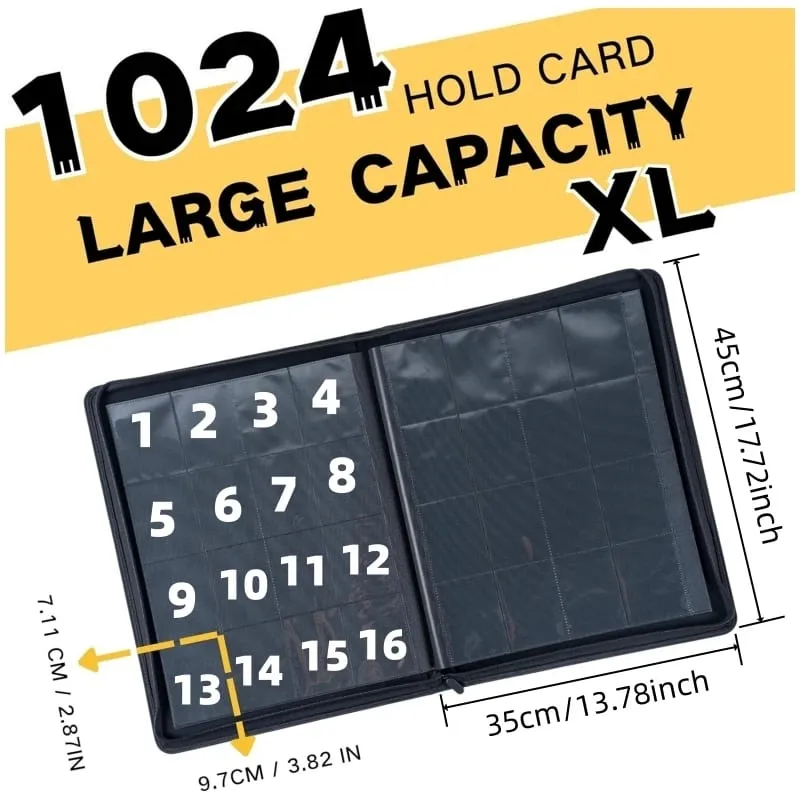 16 Pocket Card Binder - Premium Trading Card Binder Holds 1024 Cards Ultimate protection for TCG & sports cards. Collector's d