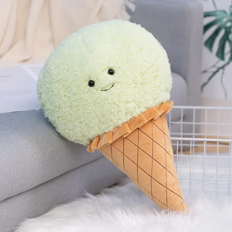 Lindo dibujo animado helado juguete de peluche comida rellena Snack almohada cojín cono niños juguetes Kawaii decoración de la habitación regalo de cumpleaños para niños