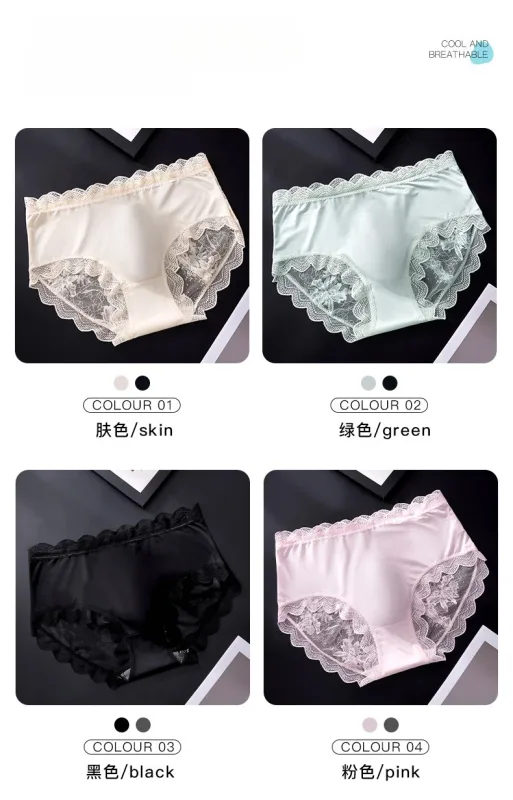 Thin Ice Silk Lace Men's Underwear Breathable Mid Waist Embroidery Comfortable Triangle Pants Traceless Hollow Out Male Briefs