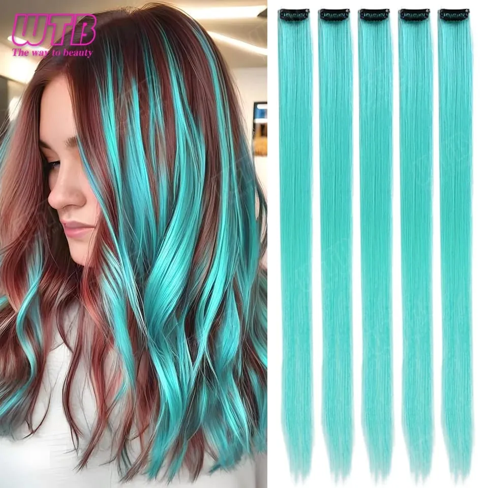 10 PCS Colored Synthetic Hair Extension Wigs for Women BB Clip Style Straight Hair Extension Wigs Suitable for Holiday Events