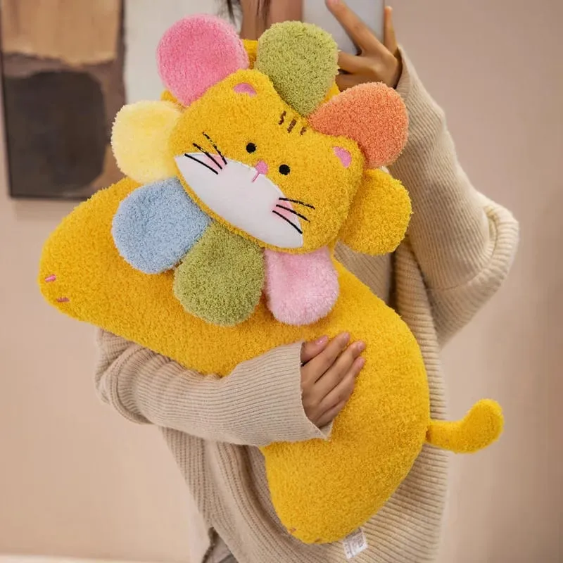 Spotted Cat Plush Pillow Flower Stuffed Cushion 50cm Adorably Soft Sofa Cushion Home Decor Toys Throw Pillow Birthday Gifts