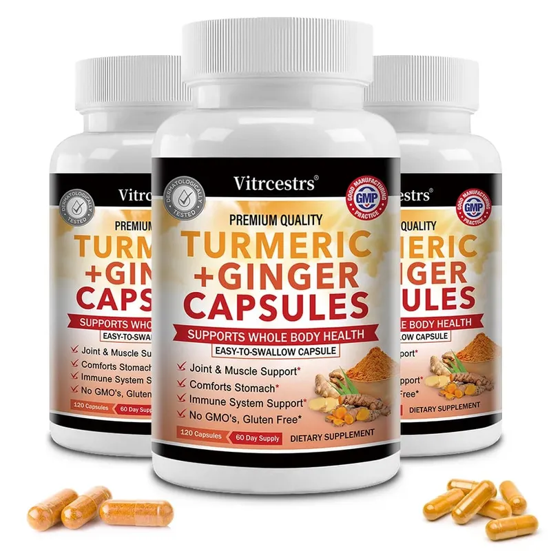 Turmeric and Ginger Root Capsules - Joint Bone and Muscle Health Support Promote Digestion Vegan & Non-GMO