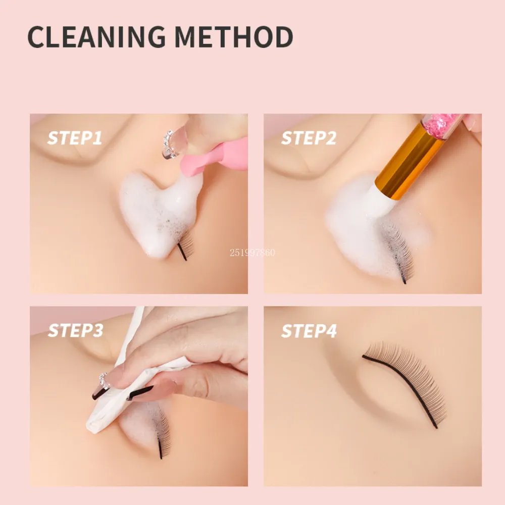 60ml Refillable Leakproof Empty Foam Pump Bottles Eyelash Extension Shampoo Kit Lash Comb Tube Cleaning Brush EVA Storage Bags