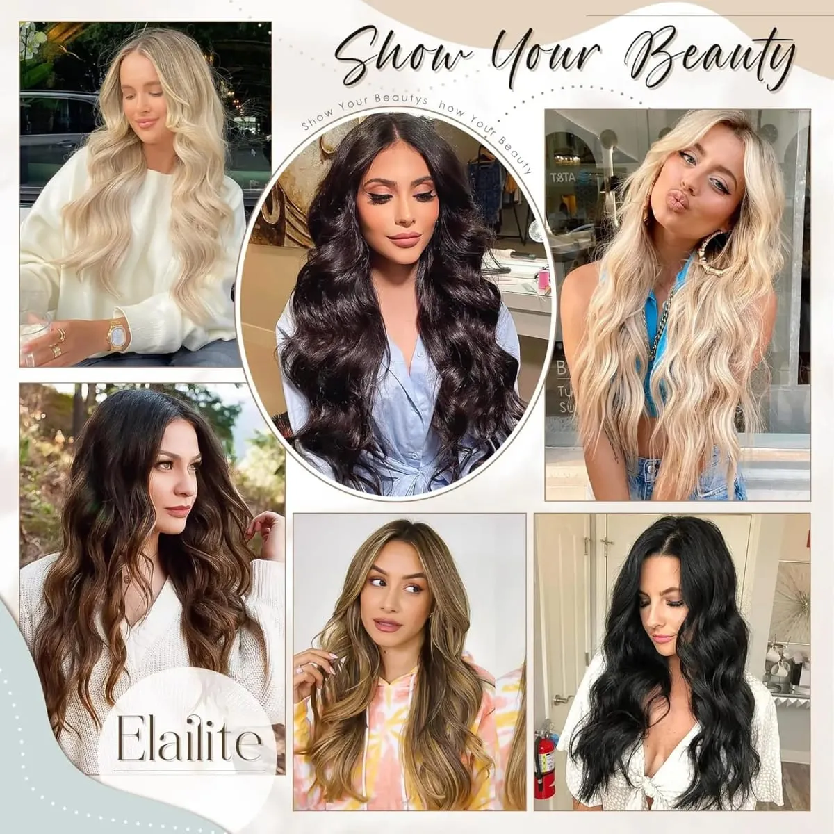 Micro Loop Human Hair Extensions - 50 Strands Thick Straight Clip-In Hair for Instant Volume & Length