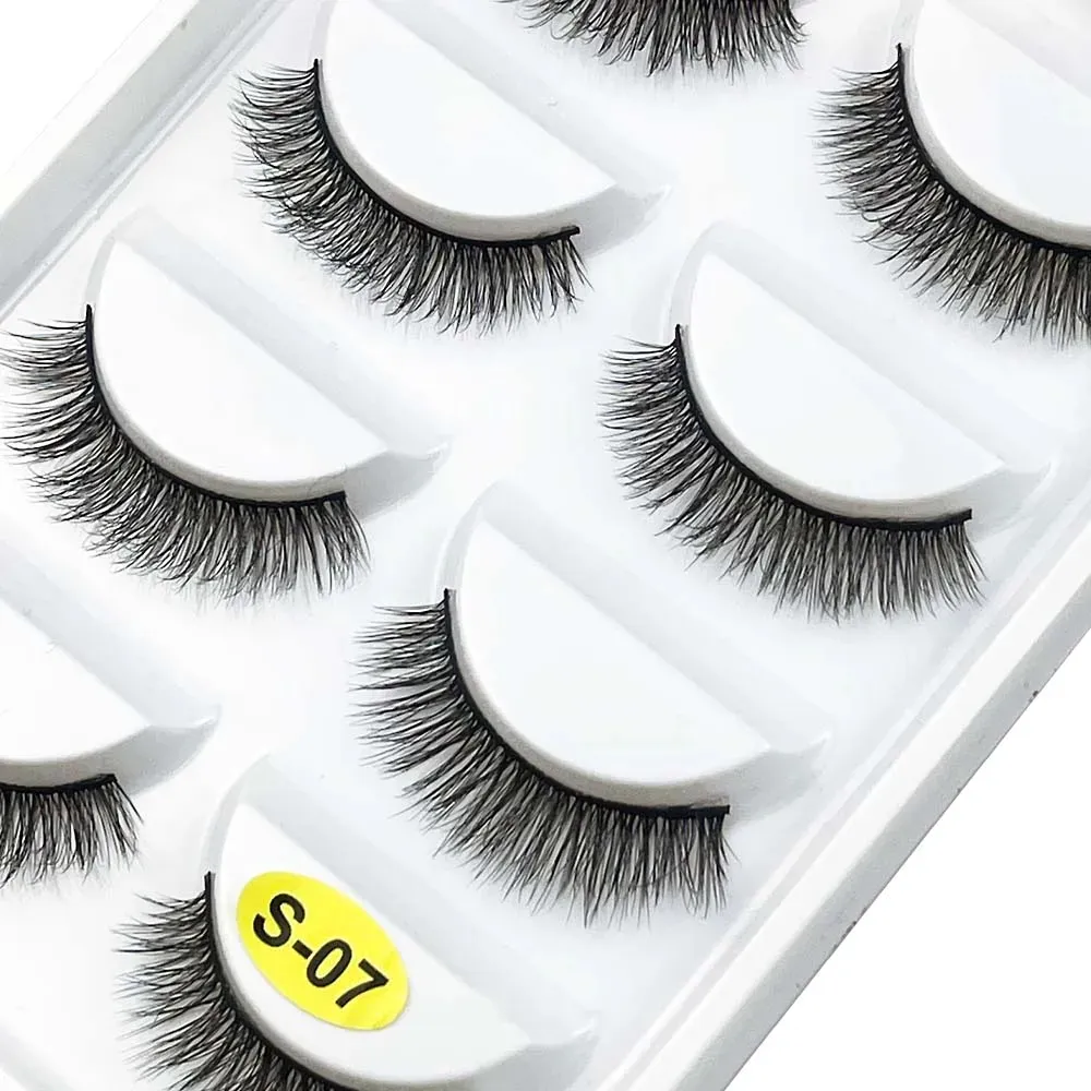 5 Pairs S03 Natural Looking 3D Mink Fake Eyelashes Makeup Tools Fluffy Style Water Mink Fur False Eyelashes for Eye Makeup