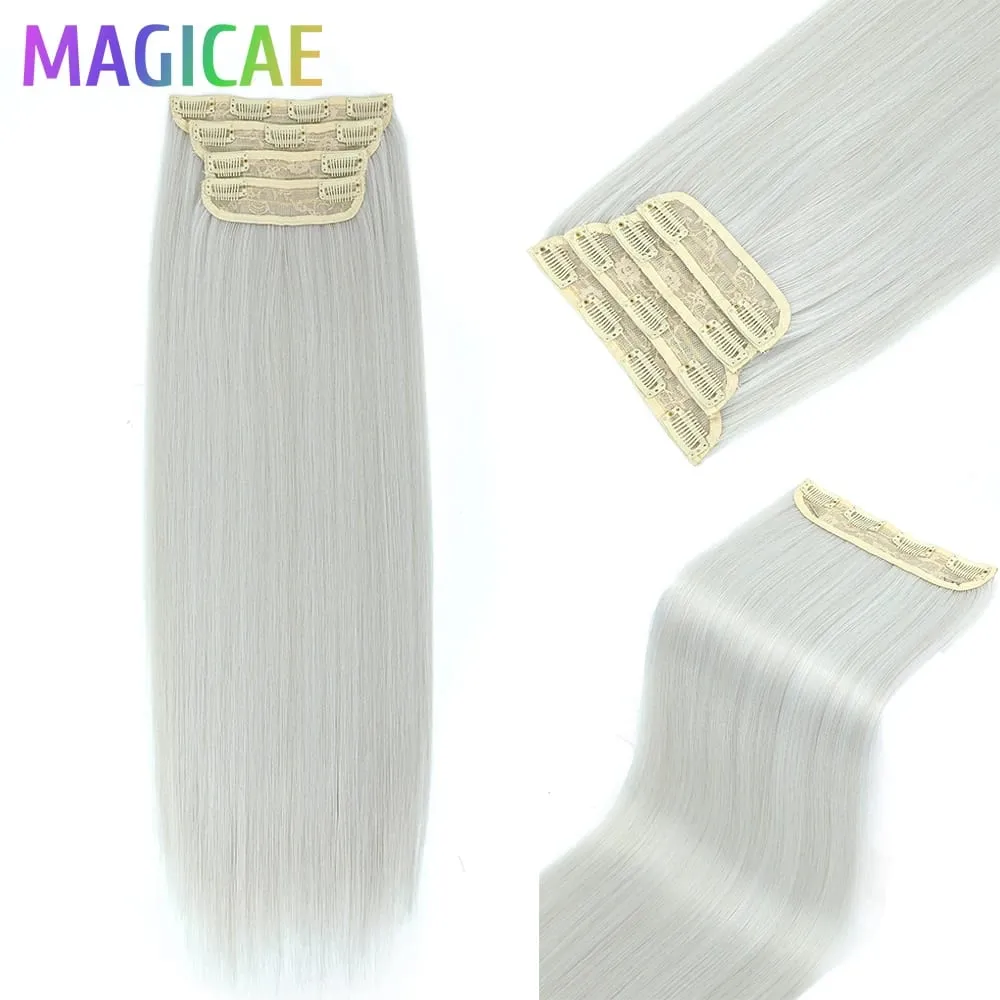 24Inches 200Grams M888 Ombre Blond 27/613 4Clips In Straight Hair Extensions Bio Heat Resistant Soft Nature Synthetic Hairpieces