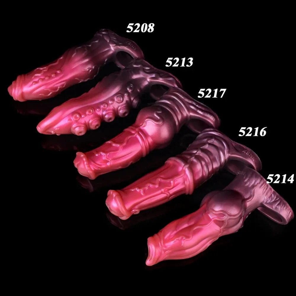 Malaking Horse Penis Sleeve Hollow Dildo Enlargement Sleeve Silicone Reusable Knot Condom Cock Ring Extender Sex Toys para sa Mga Lalaki