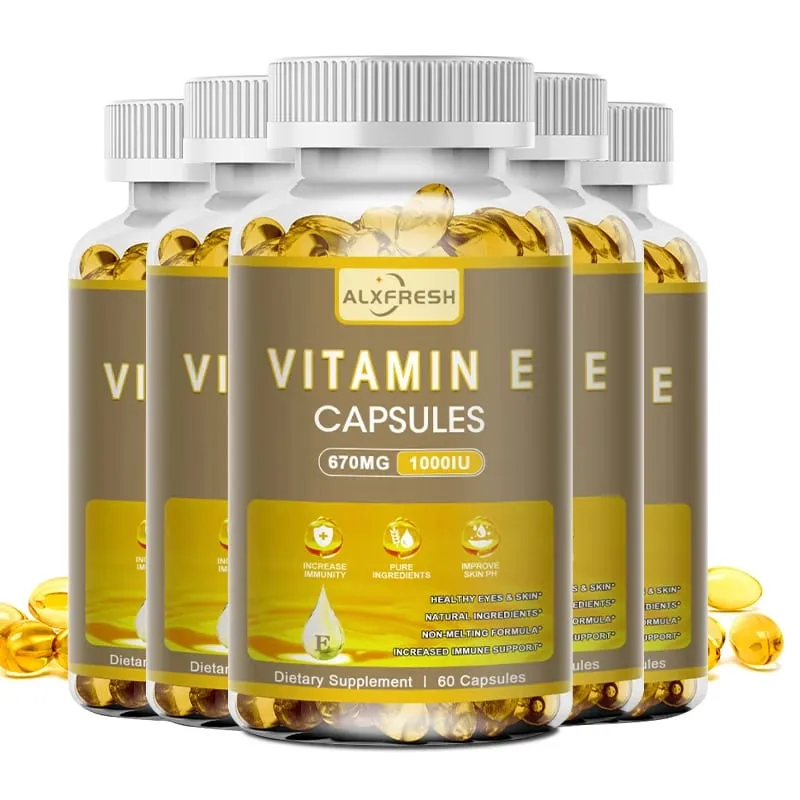 Alxfresh Vitamin E 670 mg (1000 IE) - Naturligt kosttilskud Antioxidant Hud Immunsystem Support Glutenfri Vegen