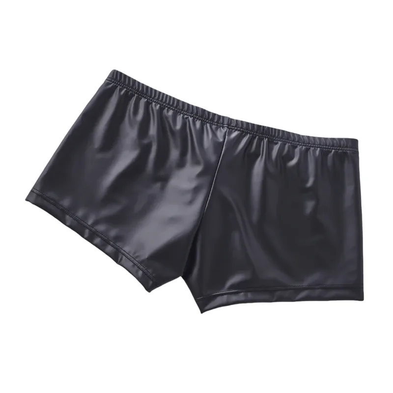 Sexy Herrenhöschen Kunstleder Herren Boxershorts Unterhosen Reißverschluss Slip Homme U Pouch Herren Boxer Dessous Cueca Calzoncillo