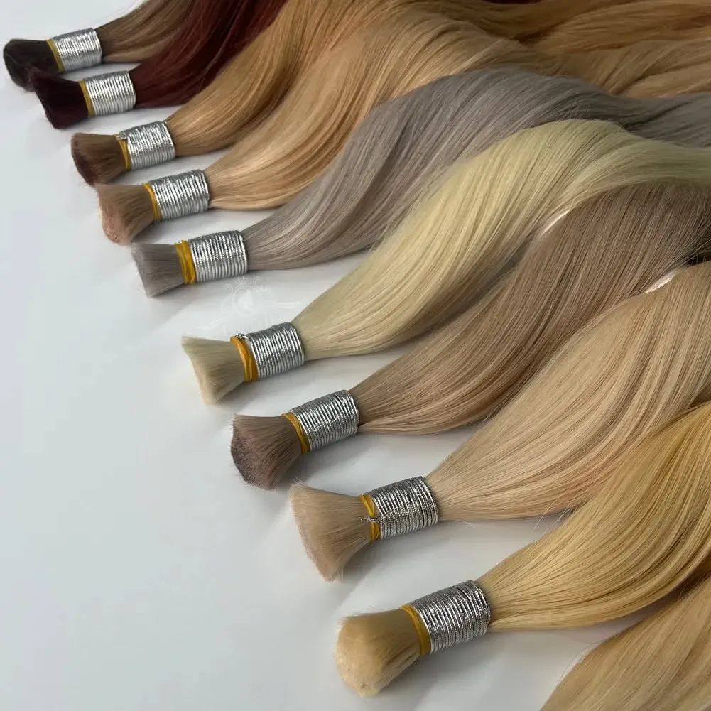 Bulk hår 100 % äkta människohår maskintillverkat Virgin Remy rakt hår Bulk 18-30 tum 100 g Naturligt blont hårförlängning utan inslag