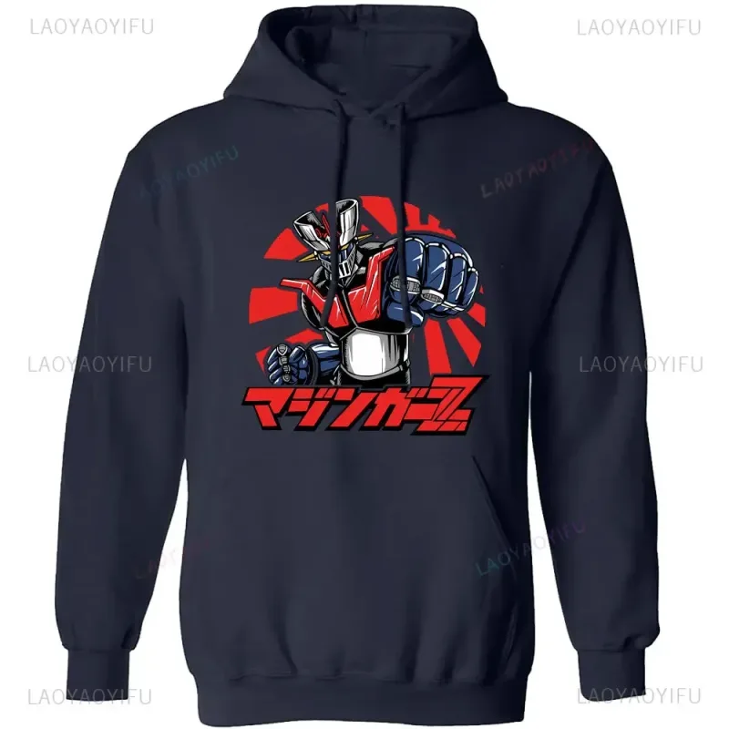 Japanese Mazinger Z Shirt Mens Cool Wear Fashion Hoodies Tops Cartoon Men Clothing Graphic Hoodied Anime Clothes Long Sleeve
