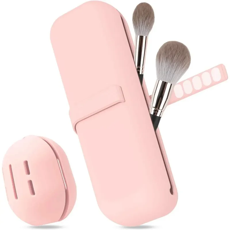 Travel Makeup Brush Holder Silicone Cosmetic Brushes Bag Makeup Sponge Case Portable Waterproof Makeup Tools for Women Girls