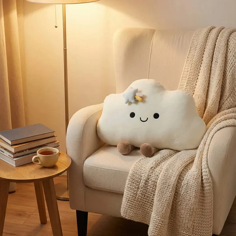 55*45CM Nordic Style Fluffly Soft White Blue Pink Weather Cloud Plush Toys Creative Stuffed Simulation Throw Pillow Sofa Cushion