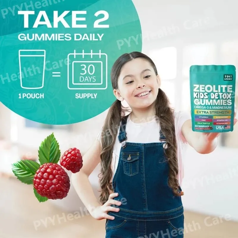 Zeolite Gummies 9-in-1 with Omega-3 Magnesium Elderberry Vitamin C Milk Thistle Vitamin D3 Zinc B12 (60 Gummies)