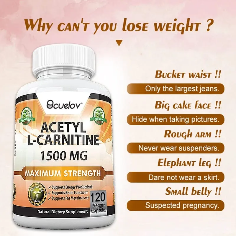 Acetyl L-Carnitine Capsules Unisex Energy & Metabolic Support Dietary Supplement Increase Body Performance Promote Metabolic