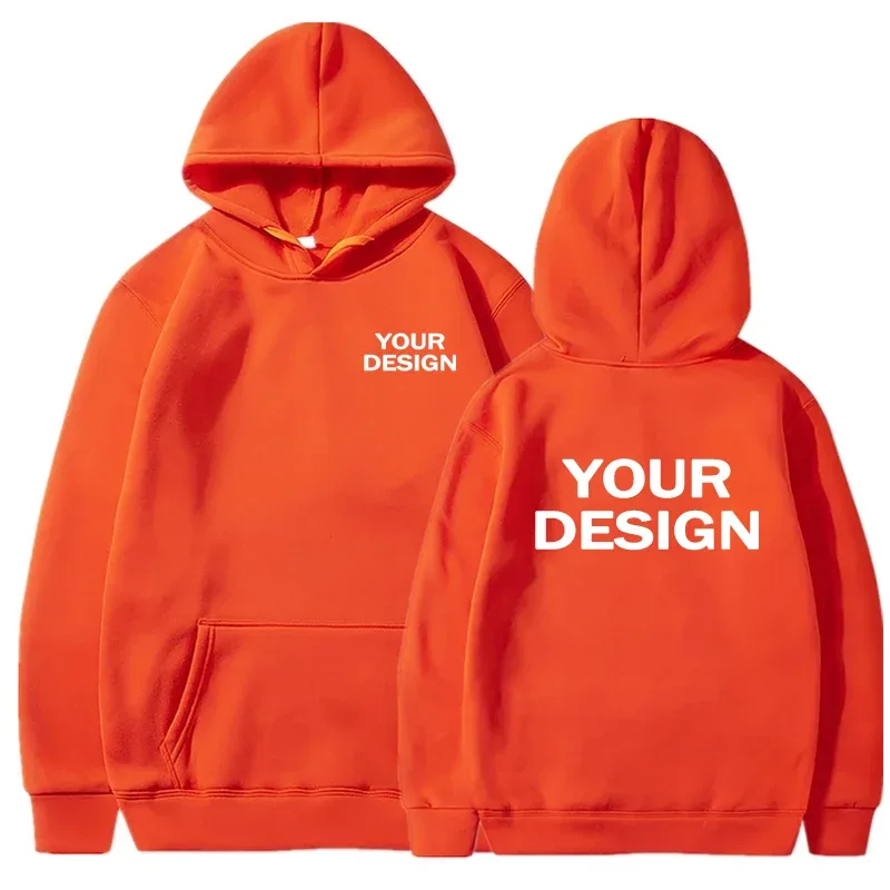 Customized printed men's and women's hoodies, loose casual solid color hoodies, personalized street long sleeved sweatshirts